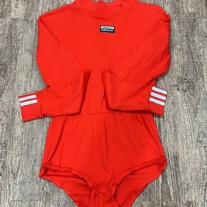 Adidas Red longSleeve Bodysuit‎